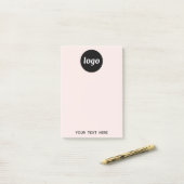 Einfacher Text für Logos Werbeaktion Rosa Rosa Post-it Klebezettel (Auf Schreibtisch)