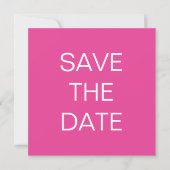 Einfacher Text Hot Pink Wedding Square Save The Date (Vorderseite)