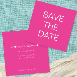Einfacher Text Hot Pink Wedding Square Save The Date