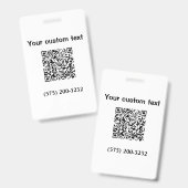 Einfacher Text mit einer Strichcode-Telefonnummer Ausweis (Vorder- & Rückseite)