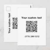 Einfacher Text mit einer Strichcode-Telefonnummer Postkarte (Vorne/Hinten)