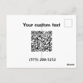 Einfacher Text mit einer Strichcode-Telefonnummer Postkarte (Rückseite)