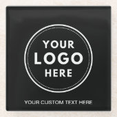 Einfacher Text mit schwarzem Logo Glasuntersetzer (Vorderseite)