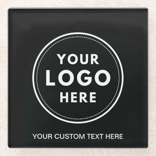 Einfacher Text mit schwarzem Logo Glasuntersetzer (Vorderseite)