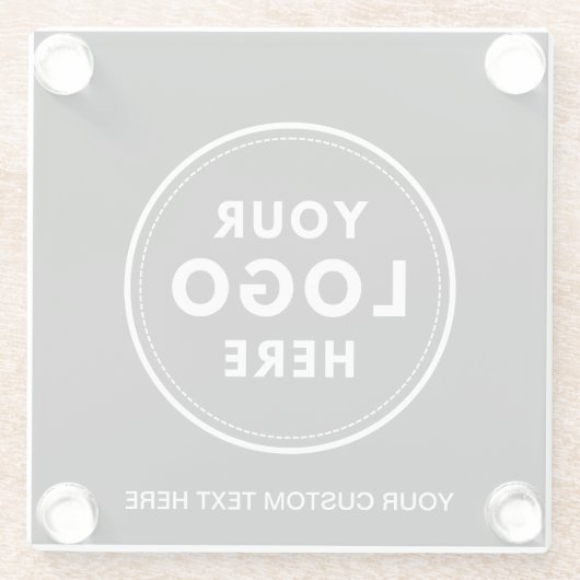 Einfacher Text mit schwarzem Logo Glasuntersetzer (Rückseite)