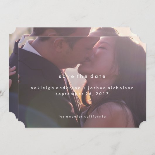 Einfacher Text | Modernes Foto Save the Date (Vorne/Hinten)