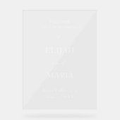 Einfacher Text transparent Hochzeitsempfang Acrylschild (Vorderseite)