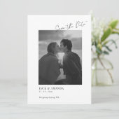Einfacher Text und Foto Hochzeit speichern Sie das Save The Date (Stehend Vorderseite)