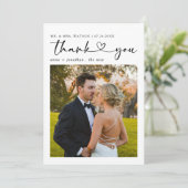 Einfacher Text und Foto Hochzeit Vielen Dank Dankeskarte (Stehend Vorderseite)