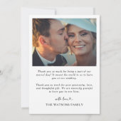 Einfacher Text und Foto Hochzeit Vielen Dank Dankeskarte (Rückseite)