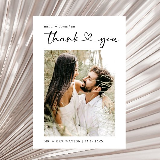 Einfacher Text und Foto Hochzeit Vielen Dank Dankeskarte