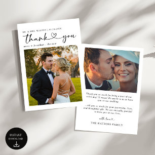 Einfacher Text und Foto Hochzeit Vielen Dank Dankeskarte