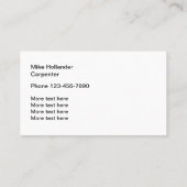 Einfacher Tischler-Visitenkarte-Entwurf Visitenkarte (Rückseite)