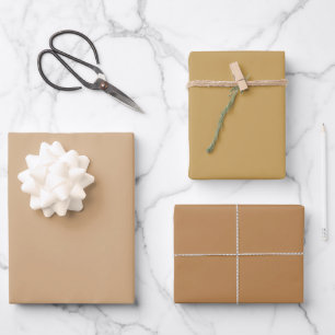 Einfacher Toast-Kamel-Leinwand-Braun-Töne 3 Nuance Geschenkpapier Set