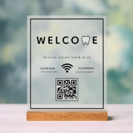 Einfacher Tooth Logo Willkommen WIFI QR Code Acrylschild