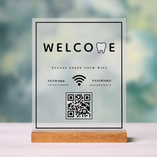 Einfacher Tooth Logo Willkommen WIFI QR Code Acrylschild (Neutral)
