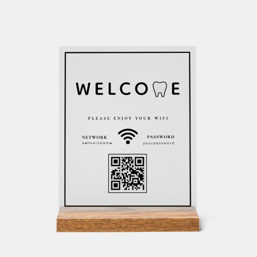 Einfacher Tooth Logo Willkommen WIFI QR Code Acrylschild (Vorderseite)
