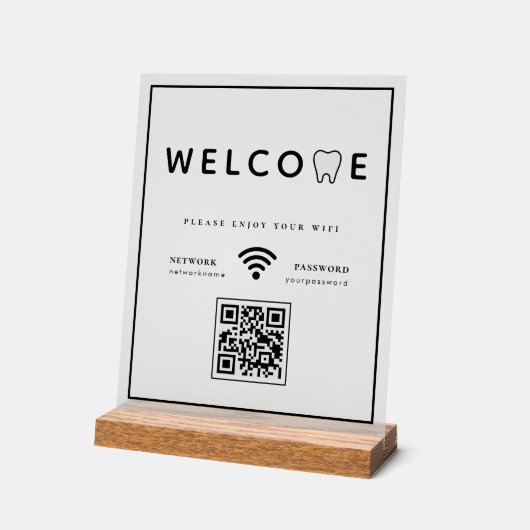 Einfacher Tooth Logo Willkommen WIFI QR Code Acrylschild (Winkel)