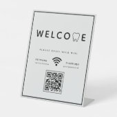 Einfacher Tooth Logo Willkommen WIFI QR Code Sockelschild (Vorderseite)