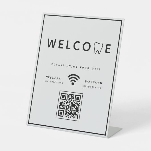 Einfacher Tooth Logo Willkommen WIFI QR Code Sockelschild (Vorderseite)