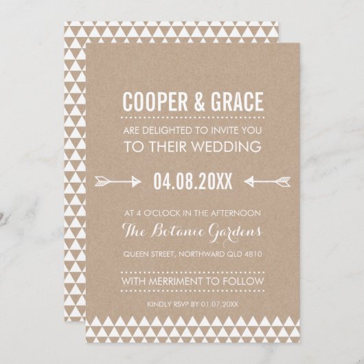 EINFACHER TYP WEDING geometrischer Muster Pfeil kr Einladung (Vorne/Hinten)