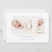 Einfacher Typography Baby Foto Birth Ankündigung (Rückseite)