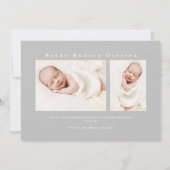 Einfacher Typography Baby Foto Birth Ankündigung (Rückseite)