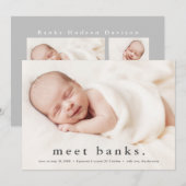 Einfacher Typography Baby Foto Birth Ankündigung (Vorne/Hinten)
