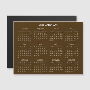 Einfacher und dennoch eleganter 2026-Kalender Ma Magnetkarte