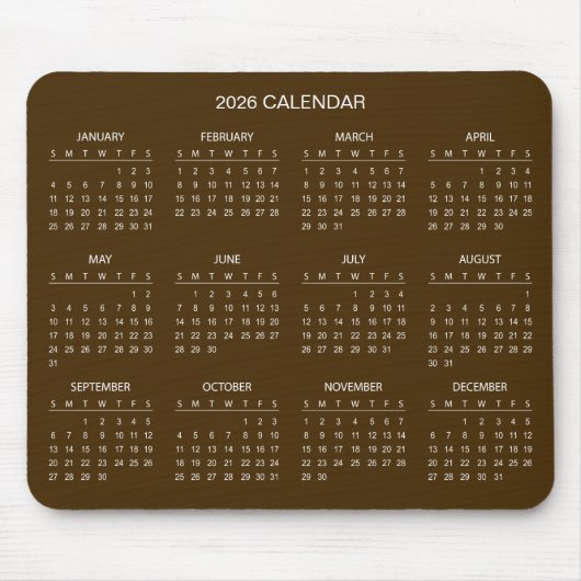 Einfacher und dennoch eleganter 2026-Kalender | Ma Mousepad (Vorne)