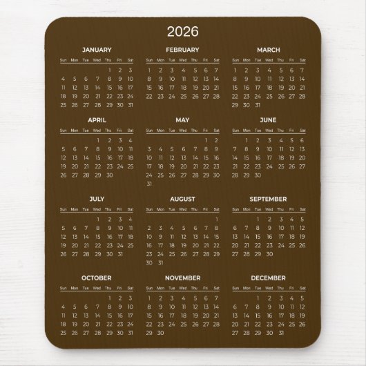 Einfacher und dennoch eleganter 2026-Kalender | Ma Mousepad (Vorne)
