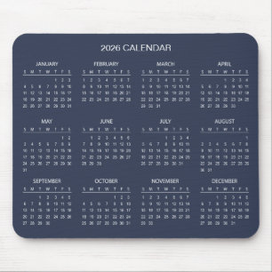 Einfacher und dennoch eleganter 2026-Kalender Ma Mousepad