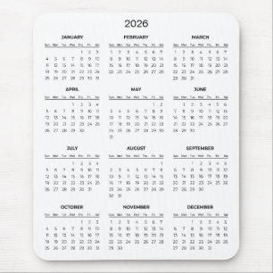 Einfacher und dennoch eleganter 2026-Kalender Ma Mousepad