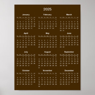 Einfacher und dennoch eleganter Kalender 2025    Poster