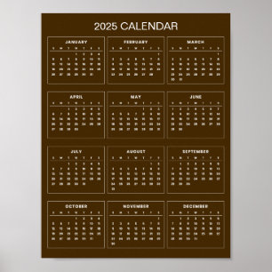 Einfacher und dennoch eleganter Kalender 2025    Poster