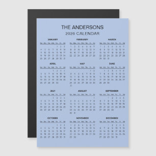 Einfacher und dennoch eleganter Kalender 2026 Ma Magnetkarte