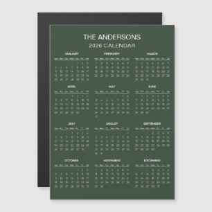 Einfacher und dennoch eleganter Kalender 2026 Ma Magnetkarte