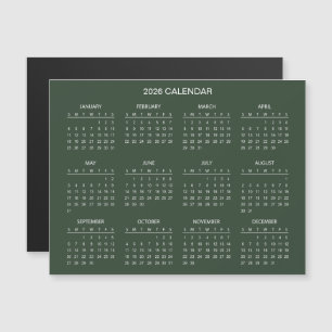 Einfacher und dennoch eleganter Kalender 2026 Ma Magnetkarte