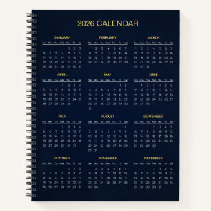 Einfacher und dennoch eleganter Kalender 2026 Notizblock
