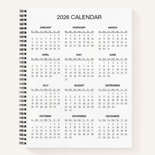 Einfacher und dennoch eleganter Kalender 2026 Notizblock