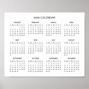 Einfacher und dennoch eleganter Kalender 2026 Poster