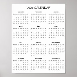 Einfacher und dennoch eleganter Kalender 2026 | Poster