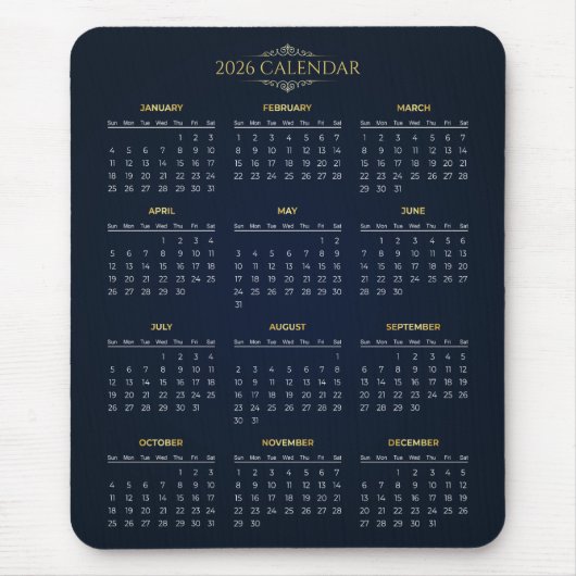 Einfacher und doch eleganter 2026-Kalender | Mausp Mousepad (Vorne)