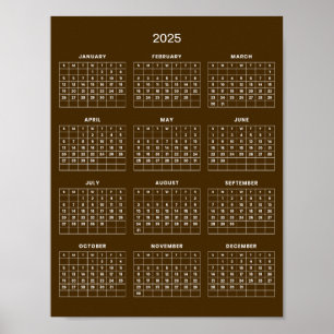 Einfacher und eleganter Kalender 2025    Poster