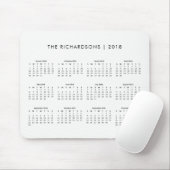 Einfacher und moderner Schwarzweiss-Kalender 2018 Mousepad (Mit Mouse)