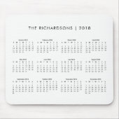 Einfacher und moderner Schwarzweiss-Kalender 2018 Mousepad (Vorne)