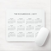 Einfacher und moderner Schwarzweiss-Kalender 2019 Mousepad (Mit Mouse)