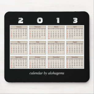 Einfacher und ordentlicher 2013-Kalender-Mauspad Mousepad