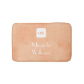 Einfacher und schicker Pfirsich-orange Monogramm Badematte (Vorderseite)