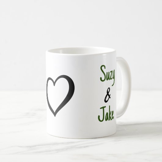 Einfacher Valentinsname Herz Kaffeetasse (VorderseiteRechts)